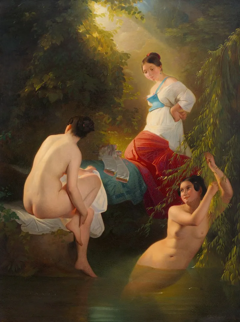 Drei Badende Frauen Wall Art by August Riedel - High-Resolution Digital Print