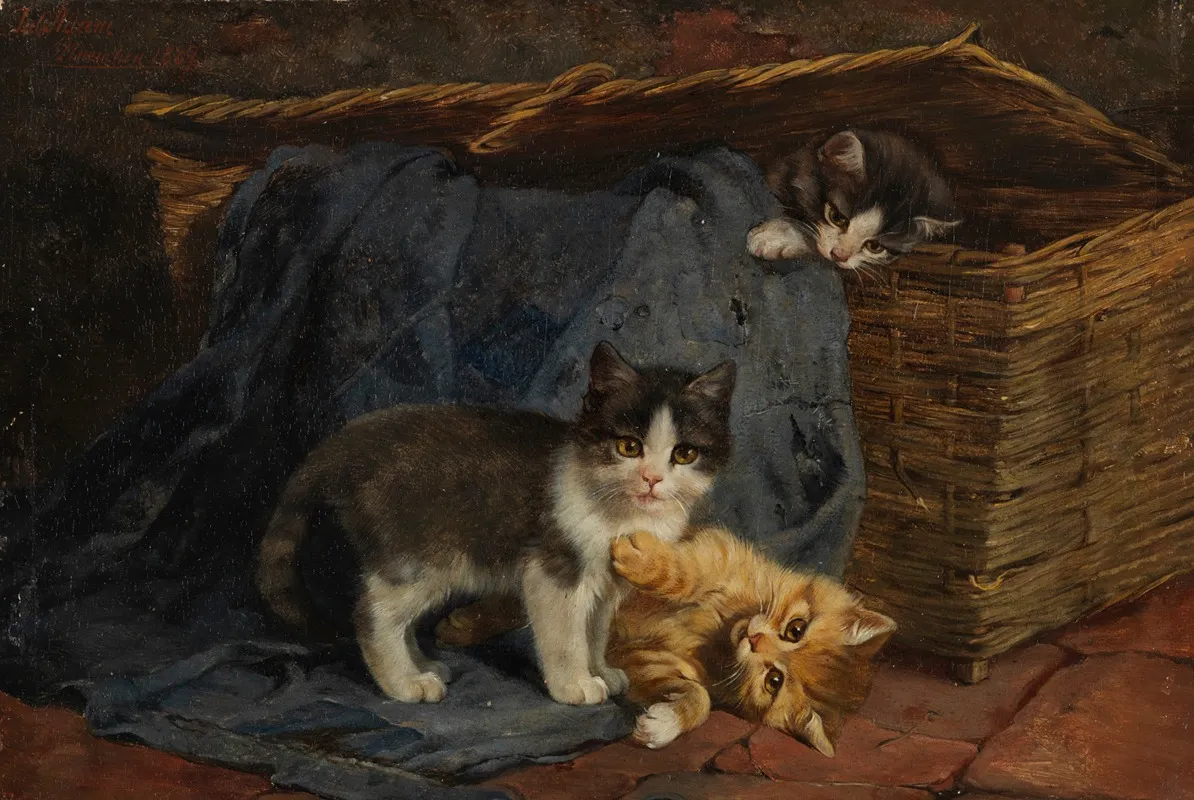 Drei Katzenkinder Wall Art by Julius Adam the younger - High-Resolution Digital Print