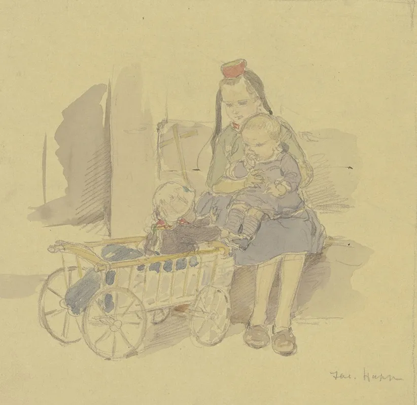 Drei Kinder Mit Leiterwagen