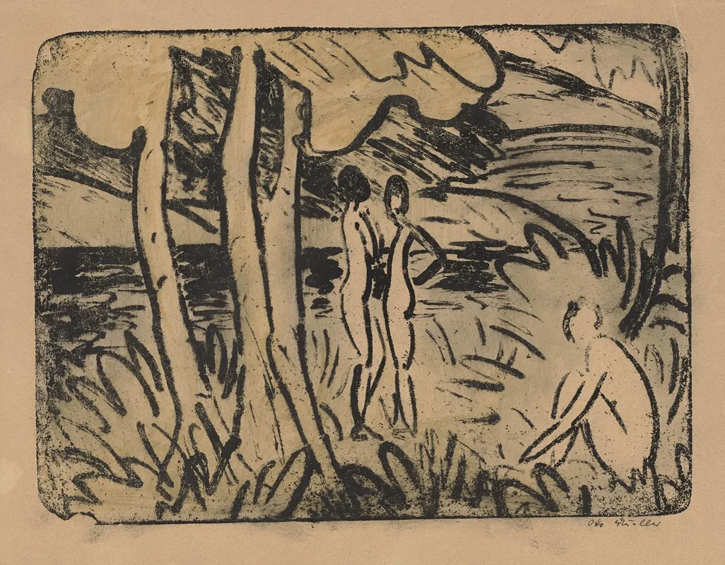 Drei Madchen Im Wald Wall Art by Otto Mueller - High-Resolution Digital Print