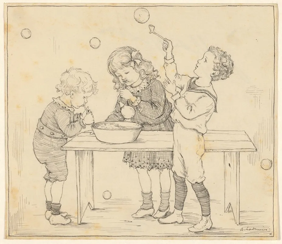 Drie Kinderen Blazen Zeepbellen