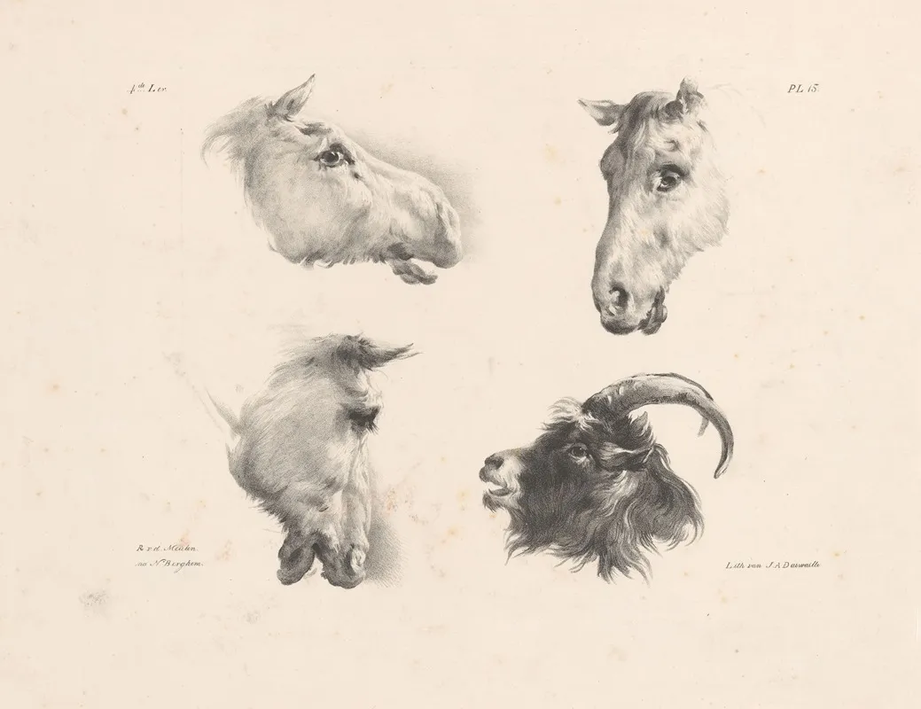 Drie Paardenhoofden En Een Geitenkop Wall Art by Roelof van der Meulen - High-Resolution Digital Print