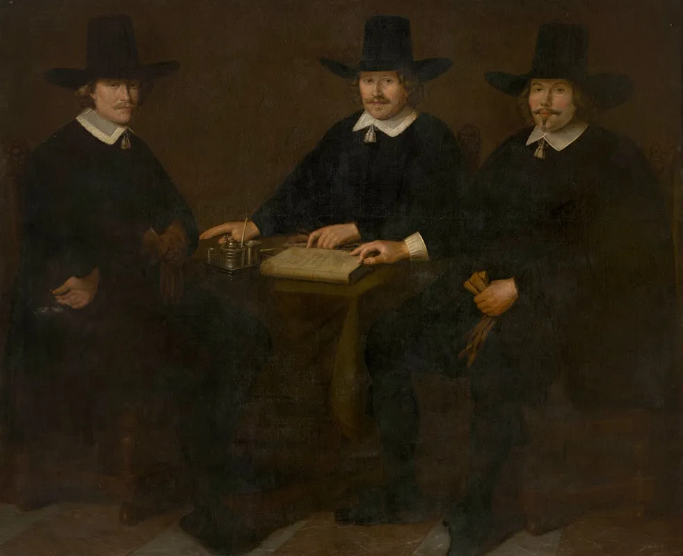 Drie Regenten Van Het Burgerweeshuis Te Alkmaar Wall Art by Dirck Metius - High-Resolution Digital Print