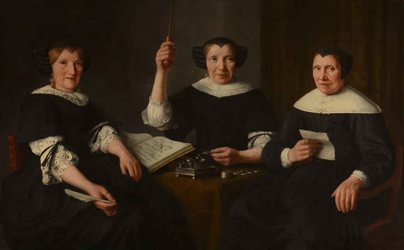 Drie Regentessen Van Het Proveniershuis Van Het Mannengasthuis Te Alkmaar Wall Art by Lambert Doomer - High-Resolution Digital Print
