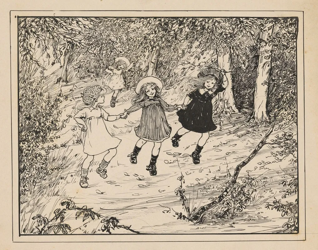 Drie Rennende Meisjes In Een Bos 2