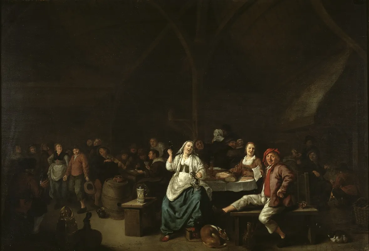 Drinking Bout In An Inn Wall Art by Jan Miense Molenaer - High-Resolution Digital Print