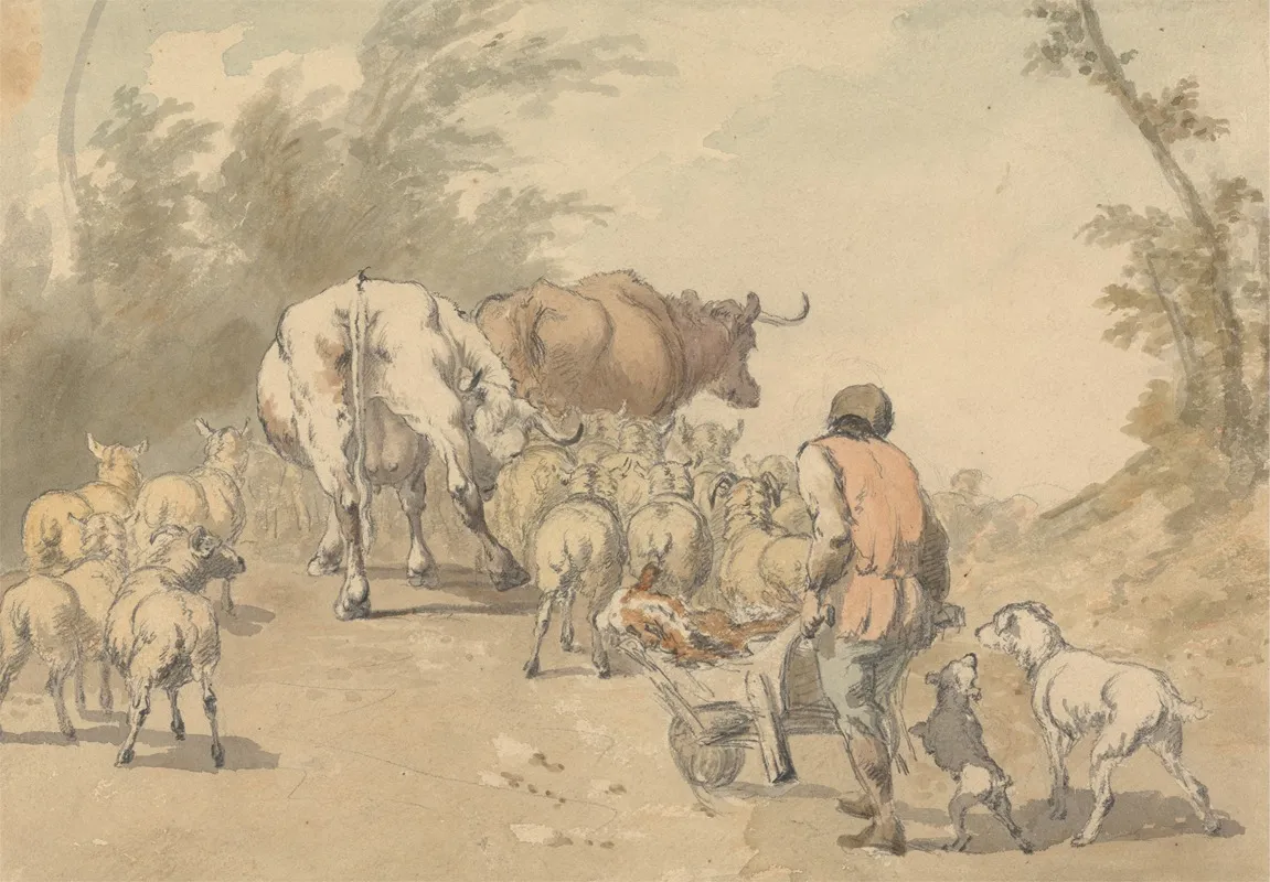 Drove Of Sheep And Cows