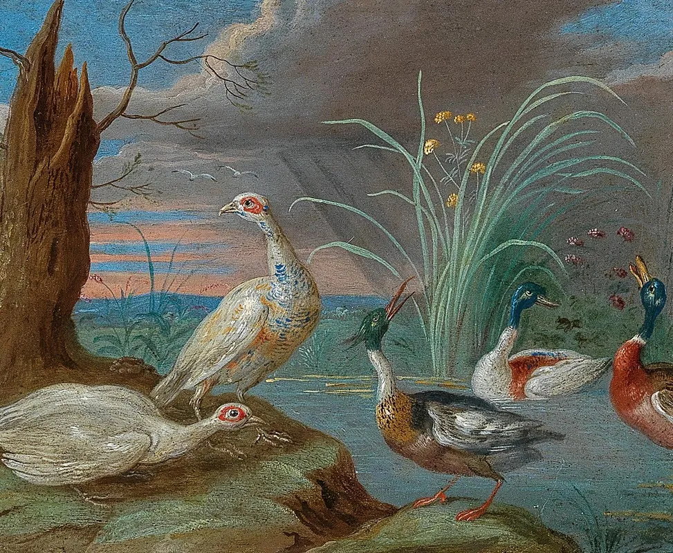 Ducks And Other Birds Near A Pond Wall Art by Jan Van Kessel The Elder - High-Resolution Digital Print