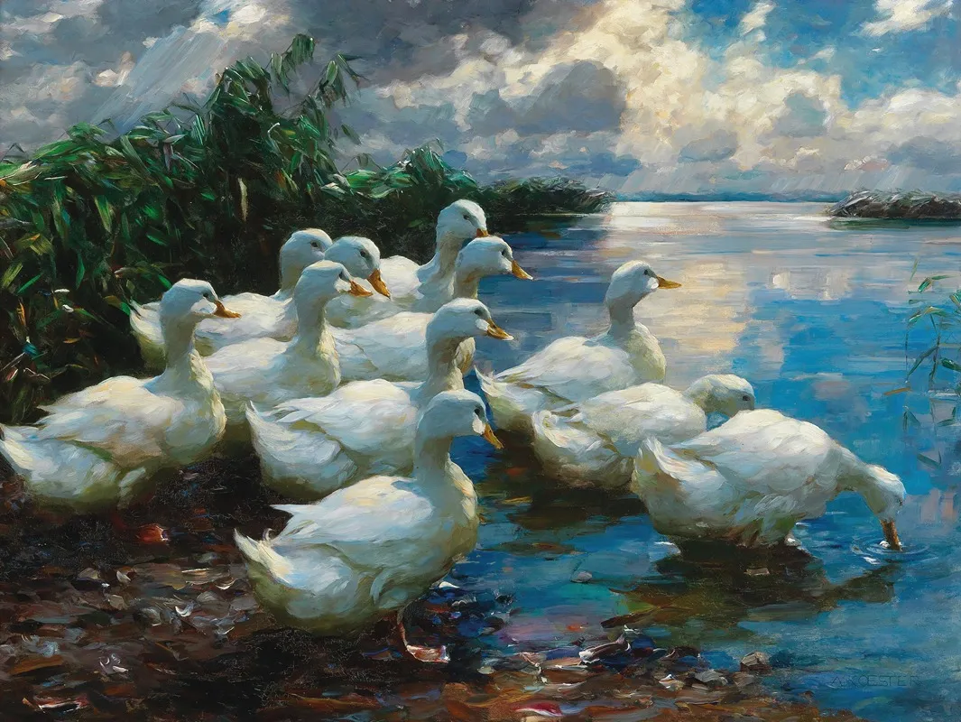 Ducks By A Lake