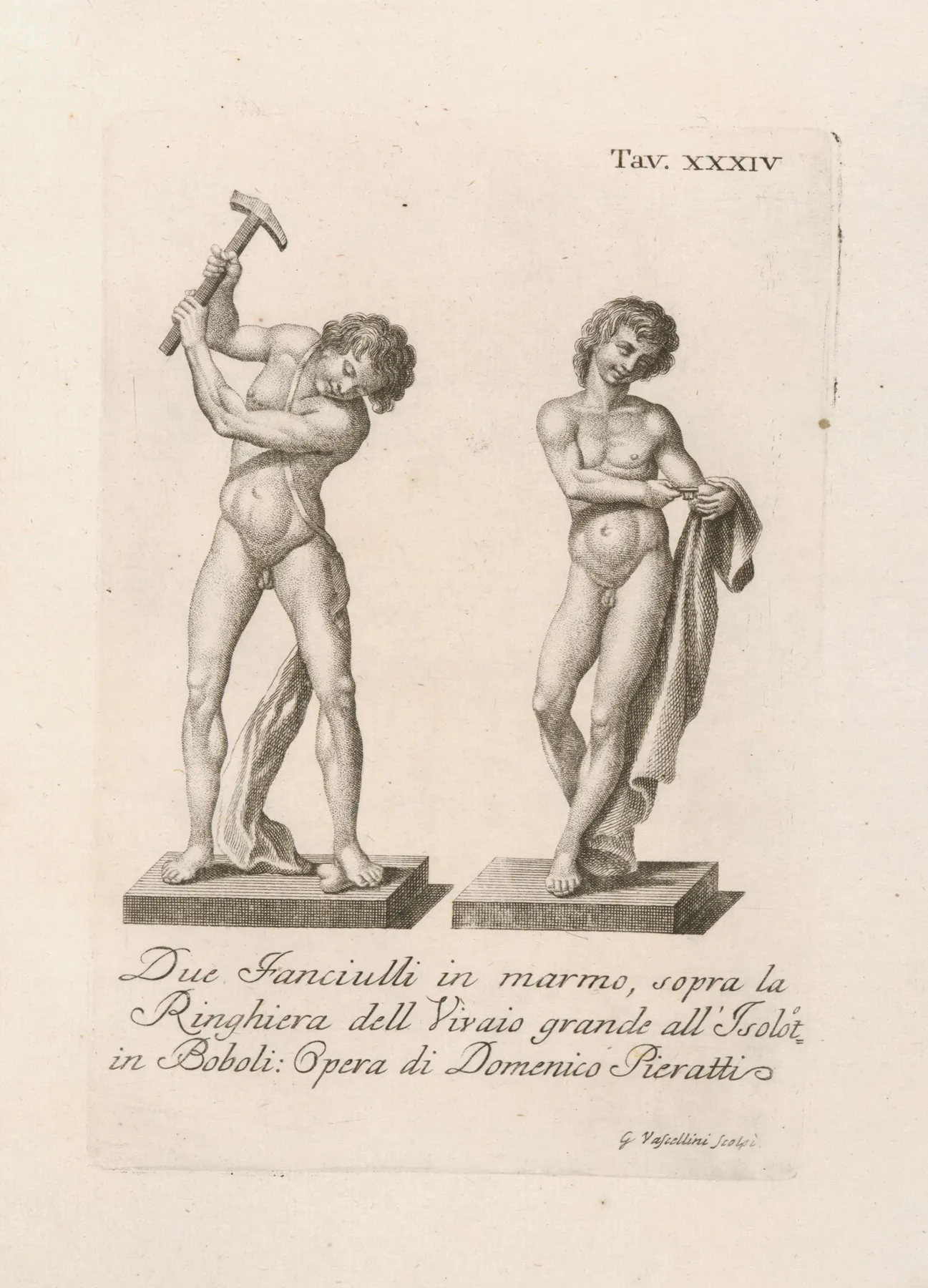 Due Fanciulli In Marmo Sopra La Ringhiera Dell Vivaio Grande Allisolotin Boboli Wall Art by Gaetano Vascellini - High-Resolution Digital Print