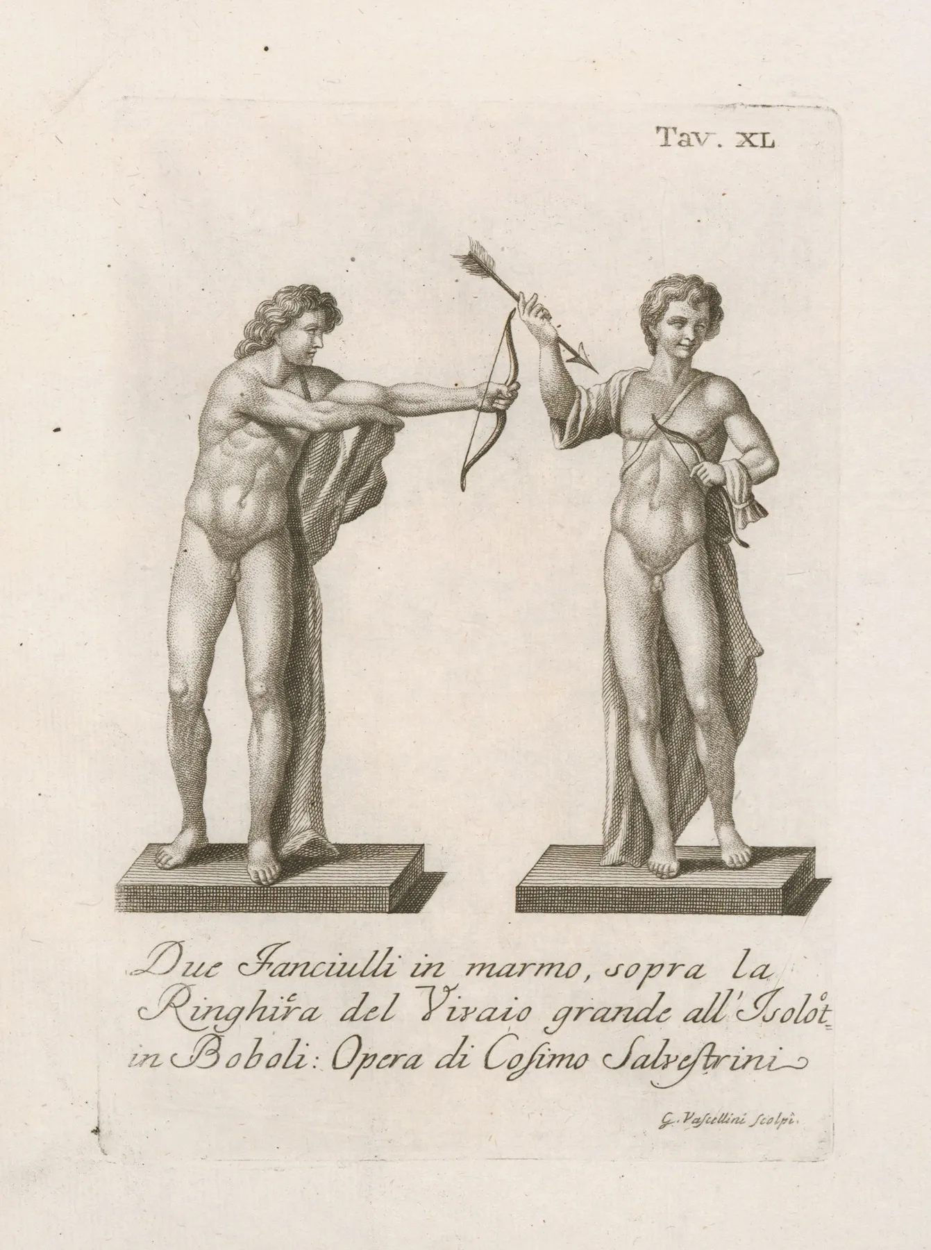 Due Fanciulli In Marmo Sopra La Ringhira Del Vivaio Grande Allisolotto In Boboli Wall Art by Gaetano Vascellini - High-Resolution Digital Print