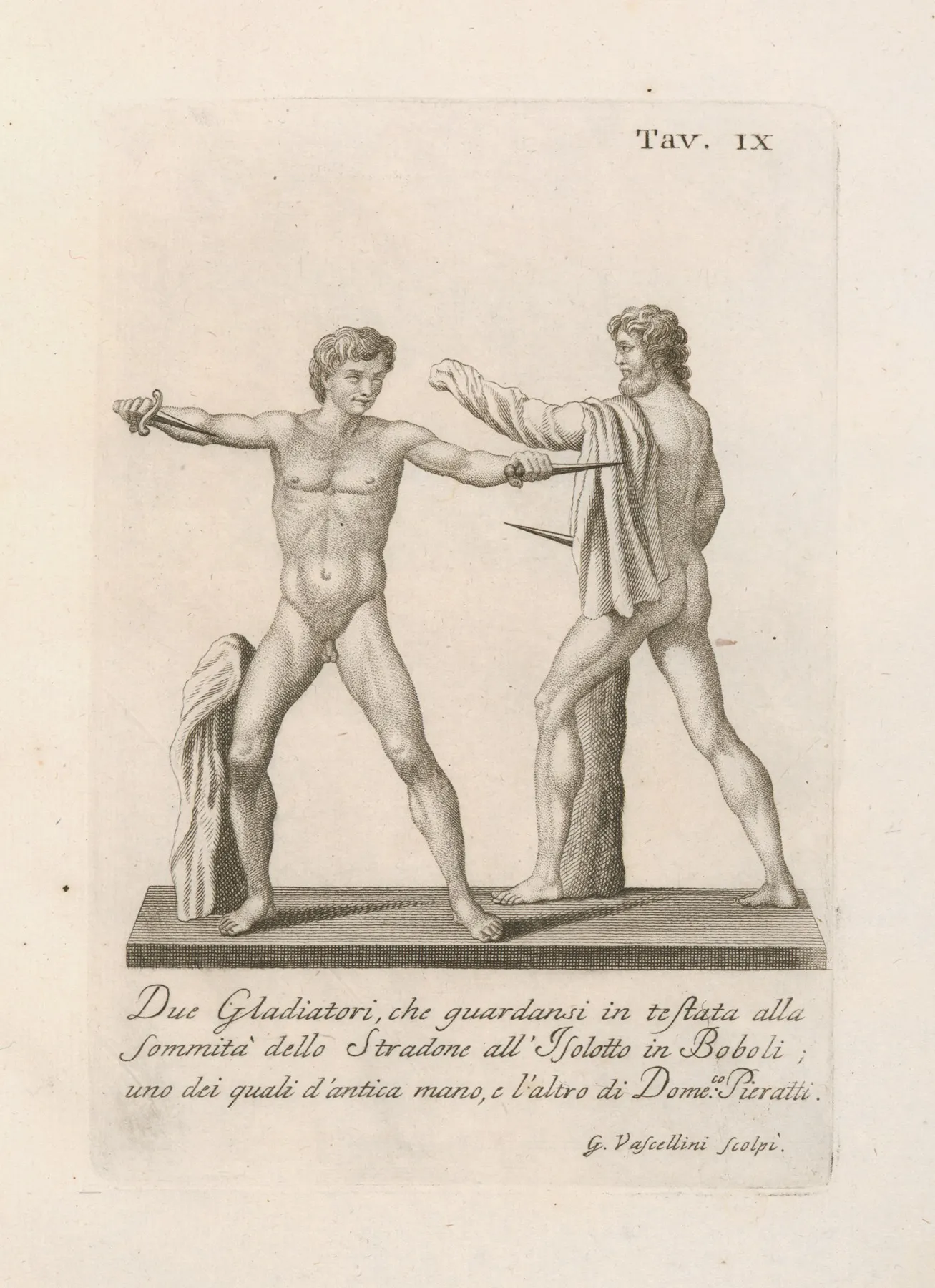 Due Gladiatori Che Guardansi In Testata Alla Sommita Dello Stradone Allisolotto In Boboli Wall Art by Gaetano Vascellini - High-Resolution Digital Print