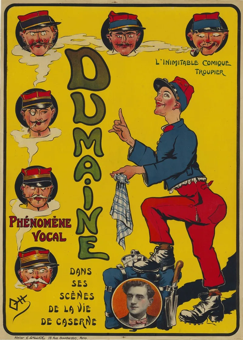 Dumaine Phenomene Vocal Linimitable Comique Troupier Dans Ses Scenes De La Vie De Caserne Wall Art by Emile Gallice - High-Resolution Digital Print