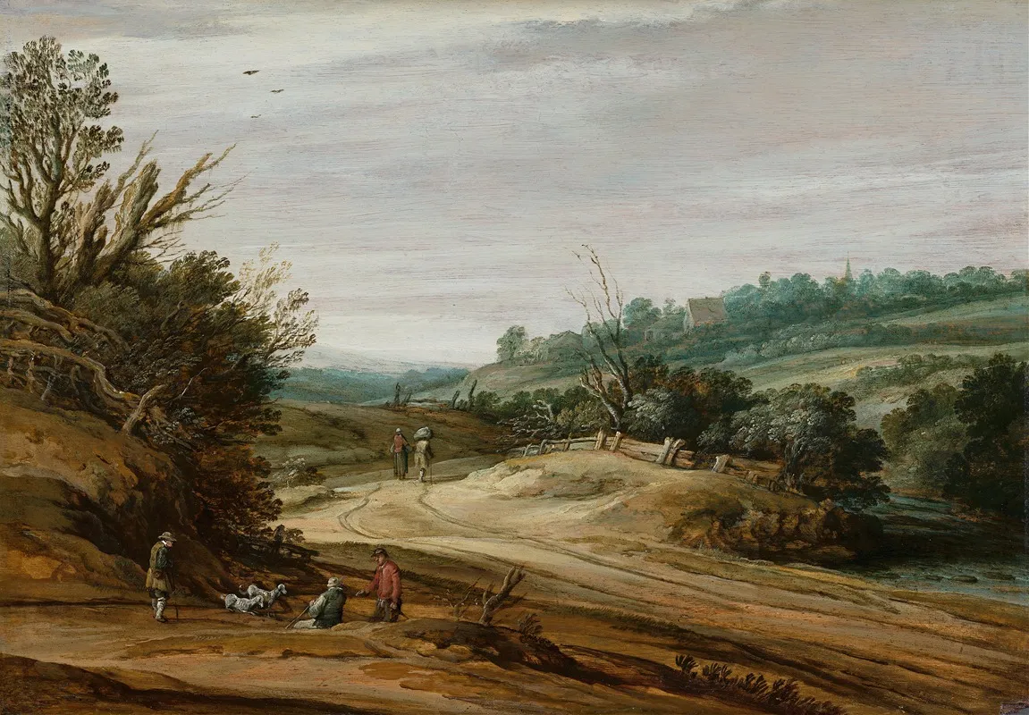 Dune Landscape With A Country Road Wall Art by Pieter van Santvoort - High-Resolution Digital Print