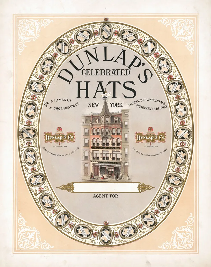 Dunlaps Celebrated Hats Wall Art by F. Heppenheimer &amp; Co - High-Resolution Digital Print