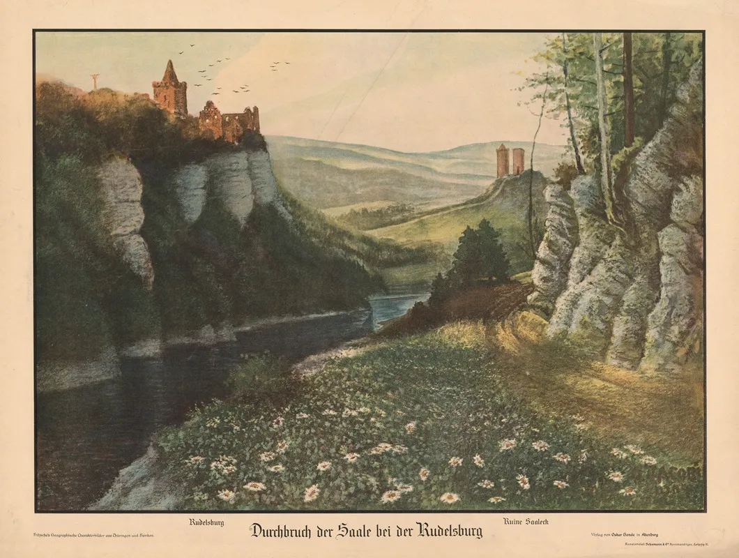 Durchbruch Der Saale Bei Der Rudelsburg Wall Art by Oskar Jacobi - High-Resolution Digital Print