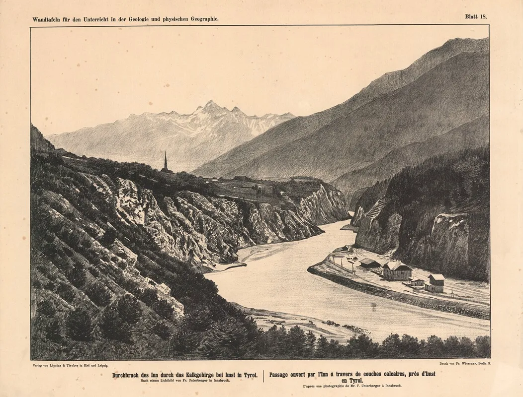 Durchbruch Des Inn Durch Das Kalkgebirge Bei Imst In Tyrol Wall Art by Fr. Unterberger - High-Resolution Digital Print