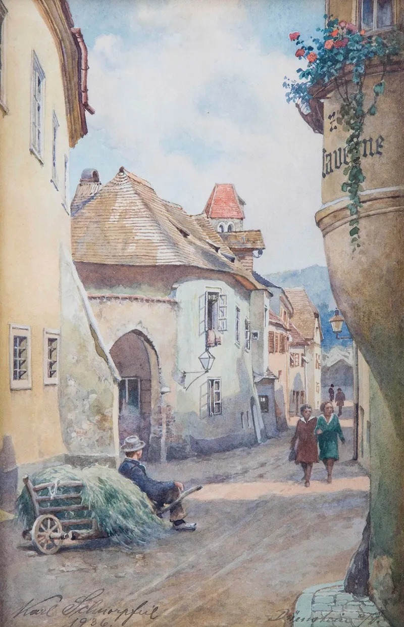 Durnstein Gassenszene Wall Art by Karl Schnorpfeil - High-Resolution Digital Print