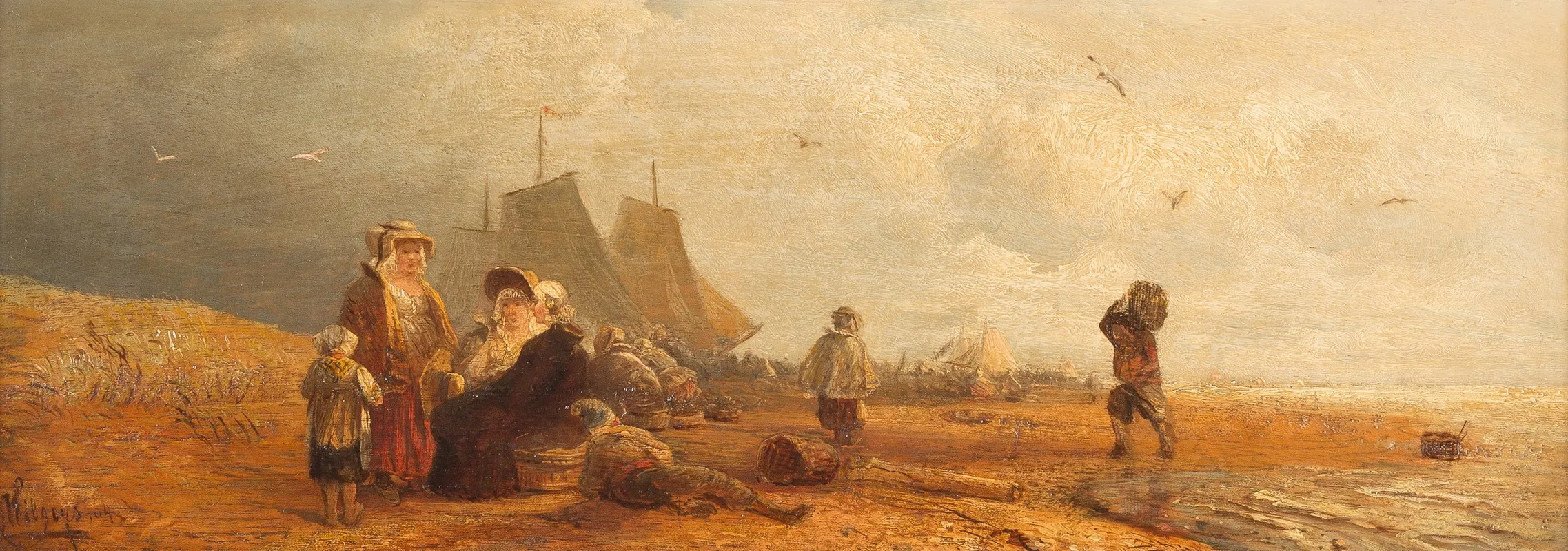Dutch Fishermen By The Beach