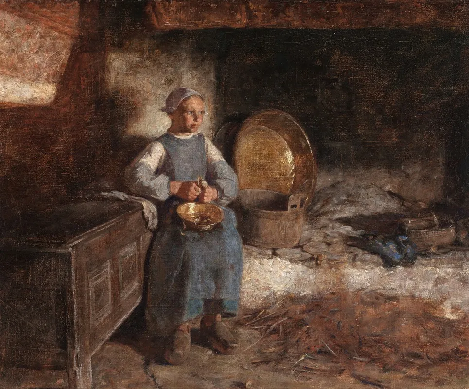 Dutch Girl Peeling Potatoes Wall Art by Wilder M. Darling - High-Resolution Digital Print