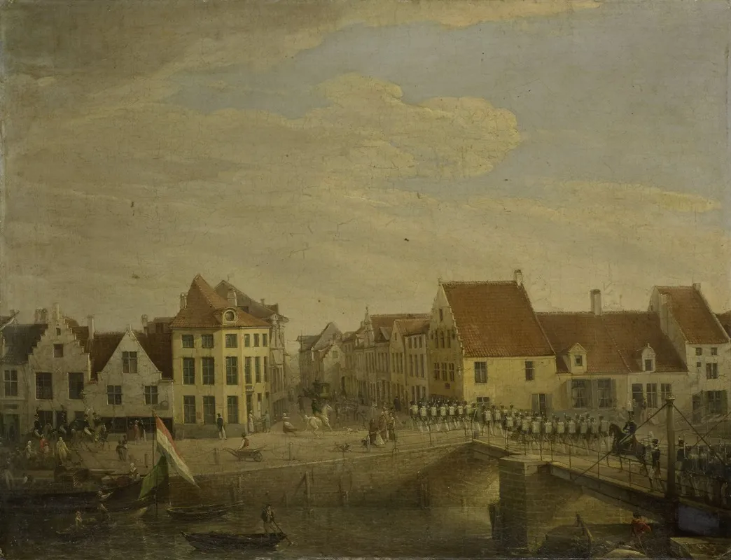 Dutch Troops Passing Through The Fortress Of Dendermonde Wall Art by Petrus Groenia - High-Resolution Digital Print