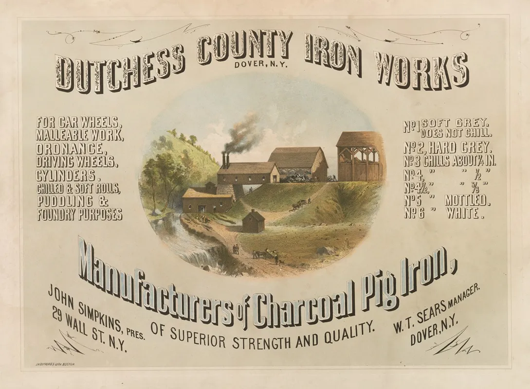 Dutchess County Iron Works Dover N Y Manufacturers Of Charcoal Pig Iron Of Superior Strength And Quality Wall Art - High-Resolution Digital Print