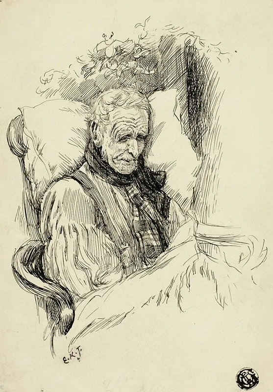Dying Old Man Wall Art by Edward Killingworth Johnson - High-Resolution Digital Print