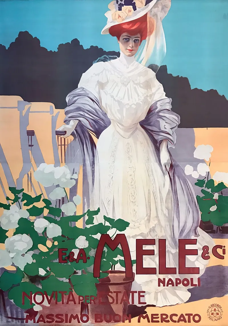 E A Mele Napoli Novita Per Lestate Massimo Buon Mercato Wall Art by Leopoldo Metlicovitz - High-Resolution Digital Print