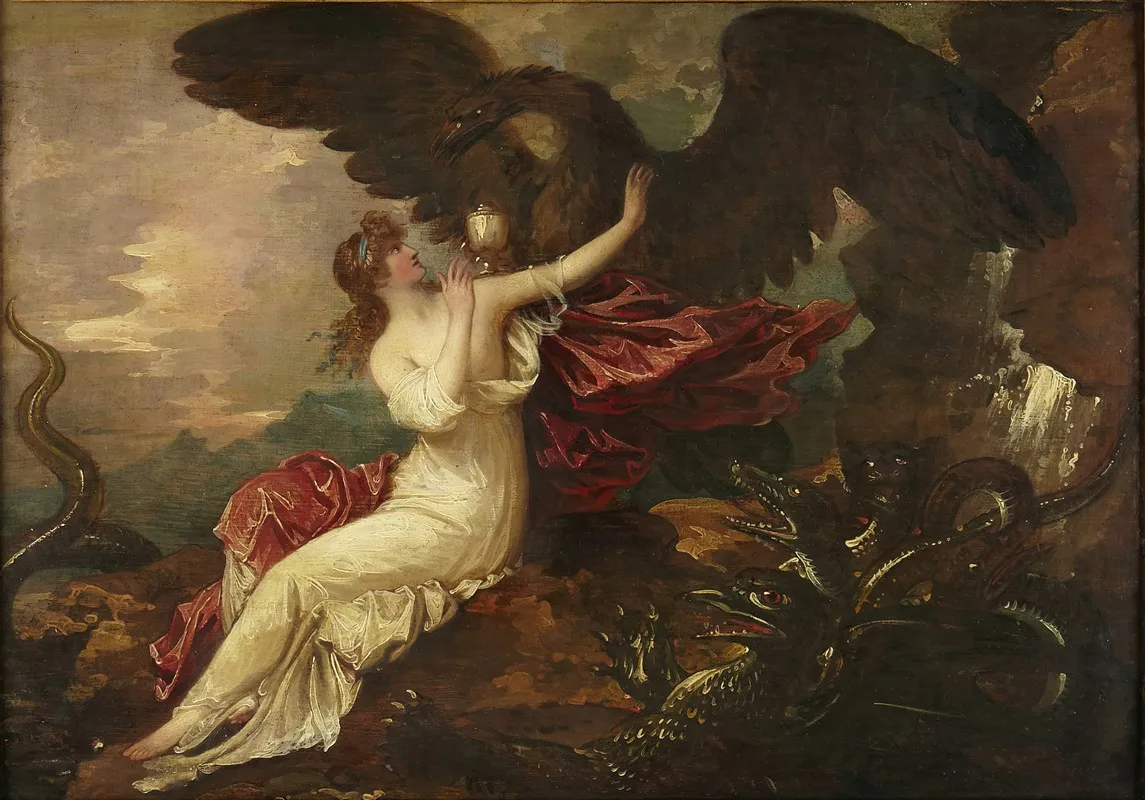 Eagle Bringing Cup To Psyche Wall Art by Benjamin West - High-Resolution Digital Print