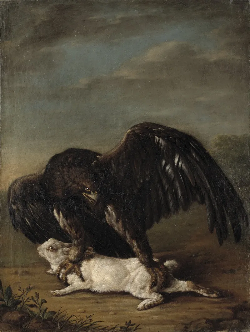 Eagle Catching A Hare Wall Art by Johann Friedrich Grooth - High-Resolution Digital Print