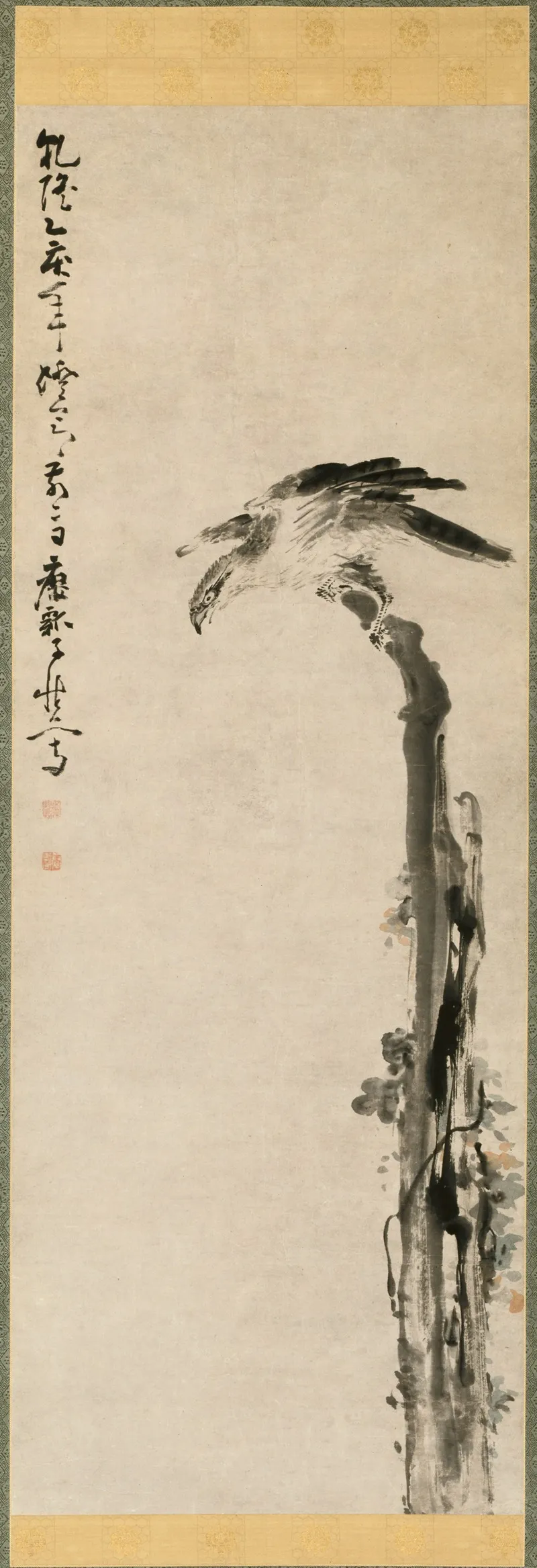 Eagle On A Tree Trunk Wall Art by Huang Shen - High-Resolution Digital Print
