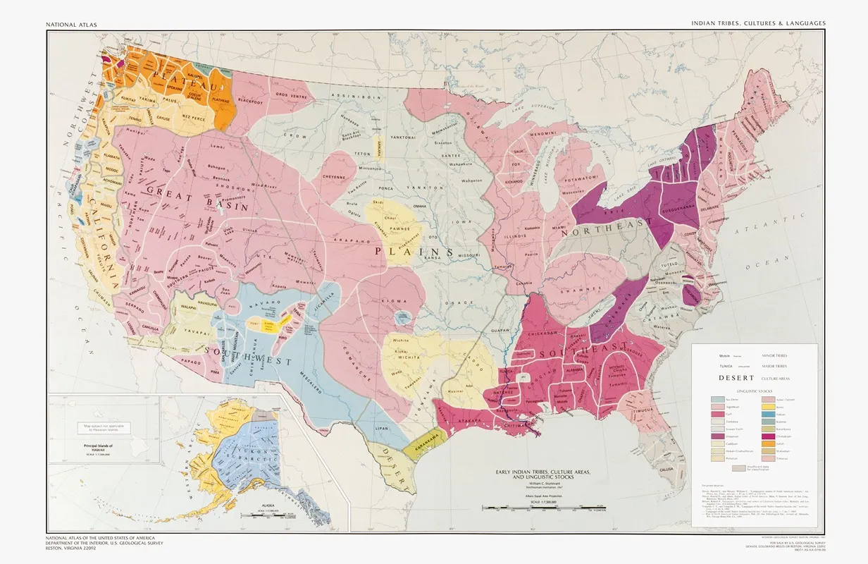 Early Indian Tribes Culture Areas And Linguistic Stocks Smithsonian Institution 1967