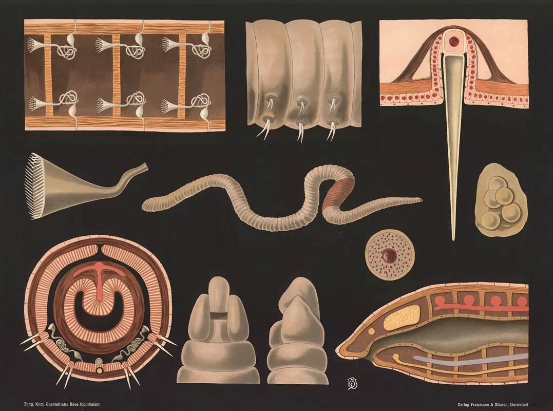 Earthworm Lumbricus Terrestris Wall Art by Gottlieb von Koch - High-Resolution Digital Print
