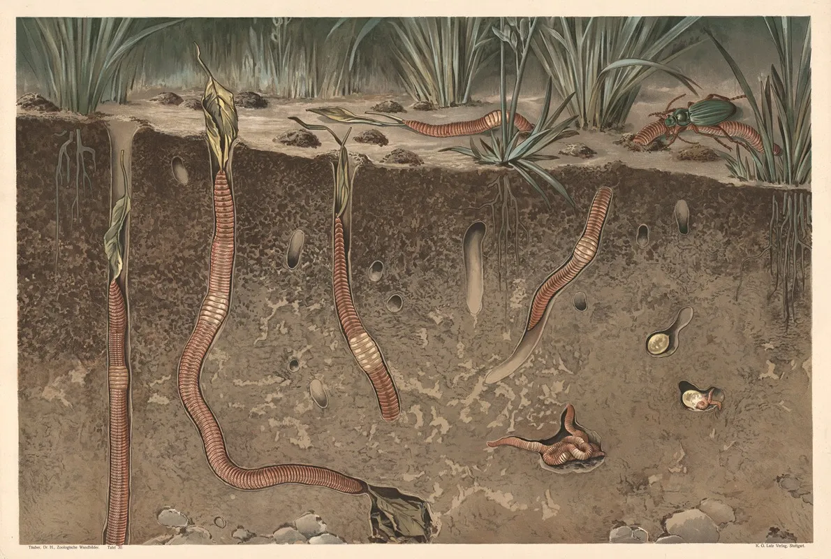Earthworm Wall Art by Alfred Fiedler - High-Resolution Digital Print
