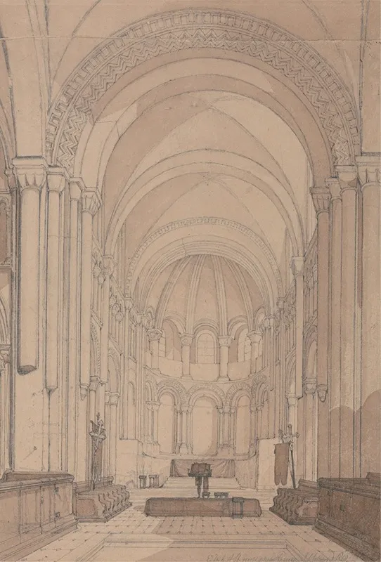 East End Of The Abbey Church Of Saint Georges De Bocherville Near Rouen Normandy Wall Art by John Sell Cotman - High-Resolution Digital Print