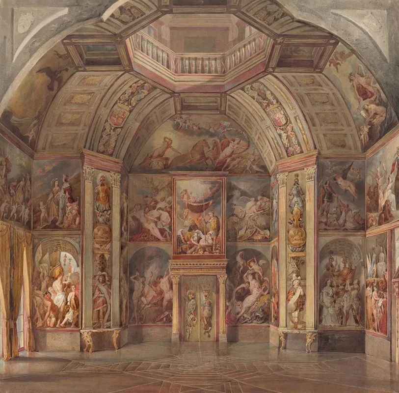 East Wall Of The Oranjezaal Huis Ten Bosch The Hague Wall Art by Tieleman Cato Bruining - High-Resolution Digital Print