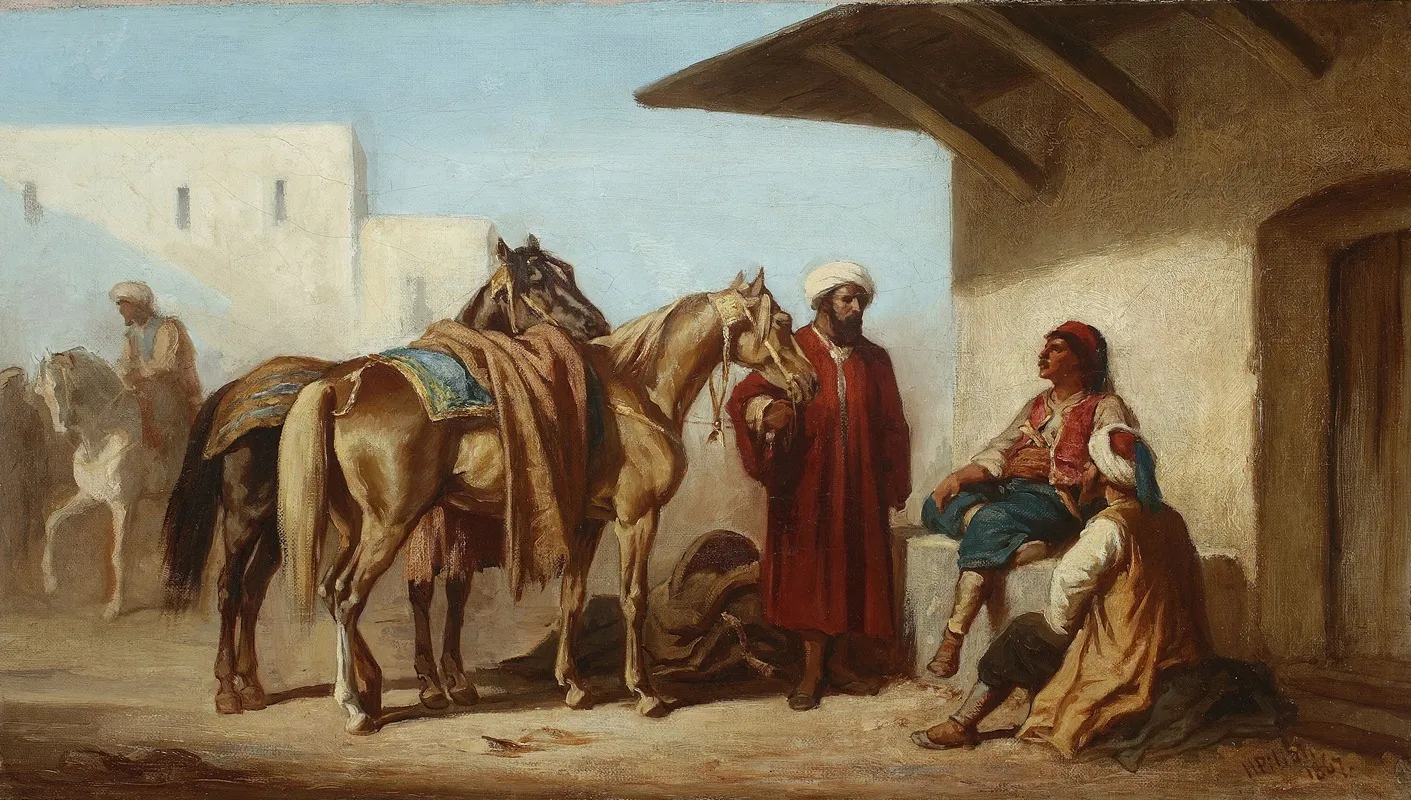 Eastern Scene Selling Horses Wall Art by Henryk Pillati - High-Resolution Digital Print