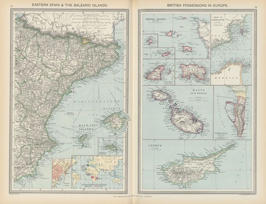 Eastern Spain And The Balearic Islands British Possessions In Europe