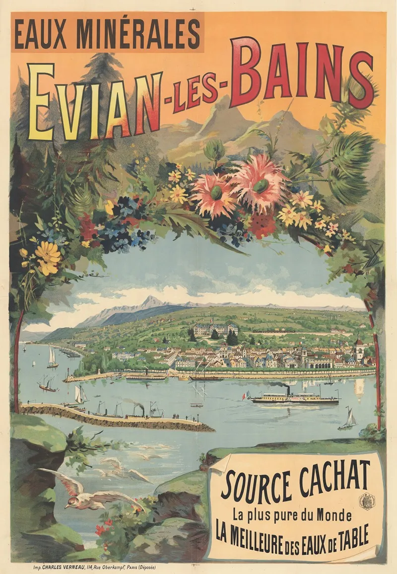 Eaux Minerales Evian Les Bains Wall Art by Imp. Charles Verneau - High-Resolution Digital Print
