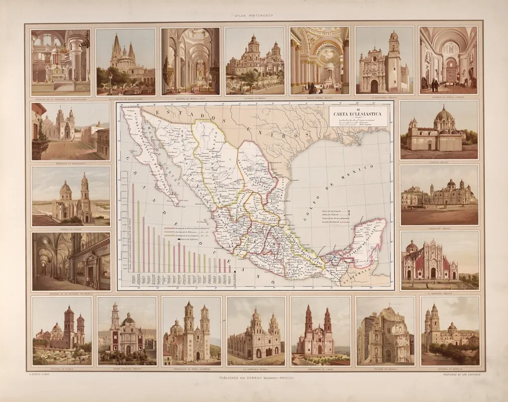 Ecclesiastical Map Wall Art by Antonio García Cubas - High-Resolution Digital Print