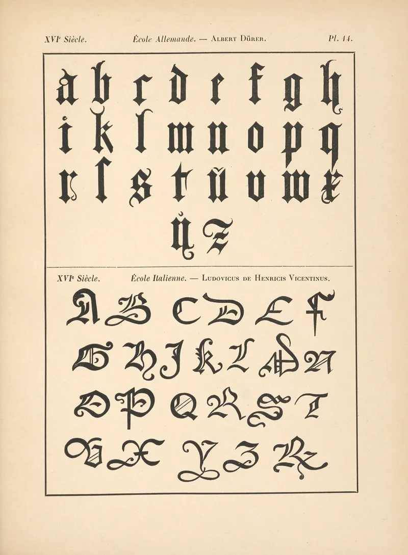 Ecole%e2%80%8e %e2%80%8eallemande Albert%e2%80%8e %e2%80%8edurer Alphabet%e2%80%8e %e2%80%8egothique%e2%80%8e %e2%80%8emineur Wall Art by Alfred Prunaire - High-Resolution Digital Print