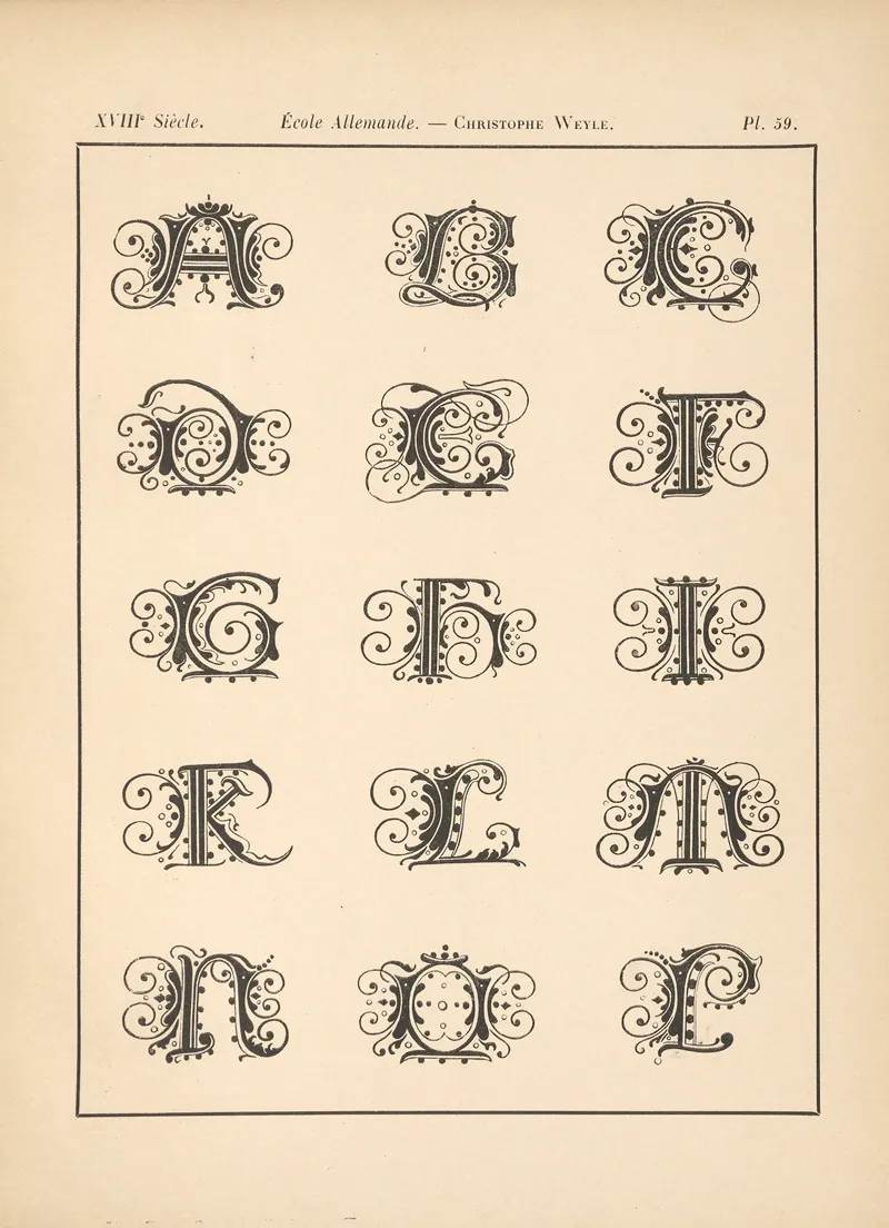Ecole‎ ‎allemande Christophe‎ ‎weyle Alphabet Roman‎ ‎antique‎ ‎initiales Wall Art by Alfred Prunaire - High-Resolution Digital Print