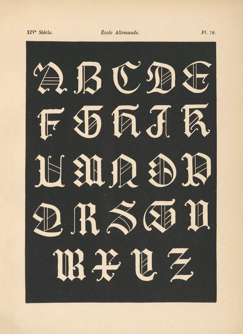 Ecole‎ ‎allemande ‎ ‎ ‎alphabet‎ ‎initiales‎ ‎gothiques Wall Art by Alfred Prunaire - High-Resolution Digital Print