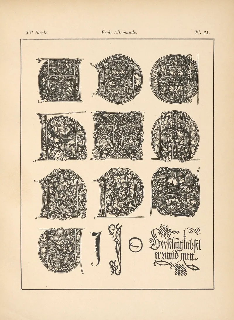 Ecole allemande lettres onciales tirees dun missel imprime Wall Art by Alfred Prunaire - High-Resolution Digital Print