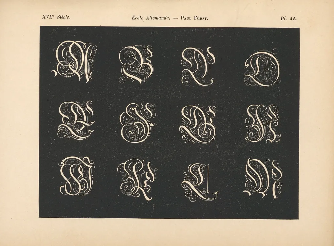 Ecole‎ ‎allemande Paul‎ ‎furst Alphabet‎ ‎dinitiales‎ ‎gothiques Wall Art by Alfred Prunaire - High-Resolution Digital Print