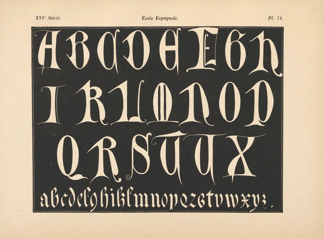 Ecole‎ ‎espagnole ‎ ‎ ‎alphabet‎ ‎initiales‎ ‎et‎ ‎mineures‎ ‎gothiques Wall Art by Alfred Prunaire - High-Resolution Digital Print