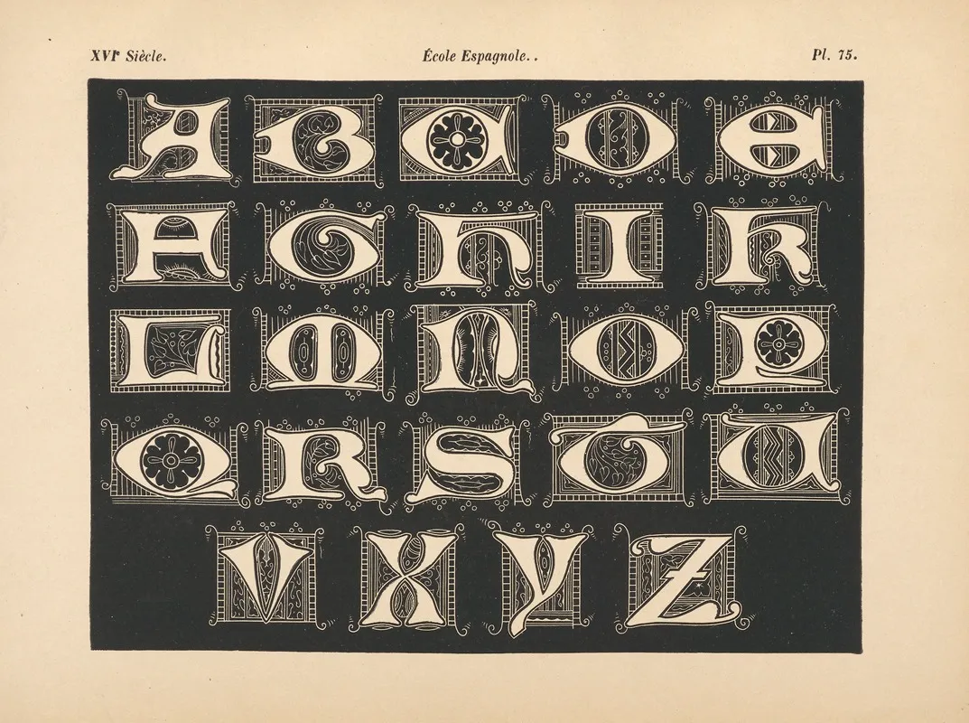 Ecole‎ ‎espagnole ‎ ‎ ‎alphabet‎ ‎oncial Wall Art by Alfred Prunaire - High-Resolution Digital Print