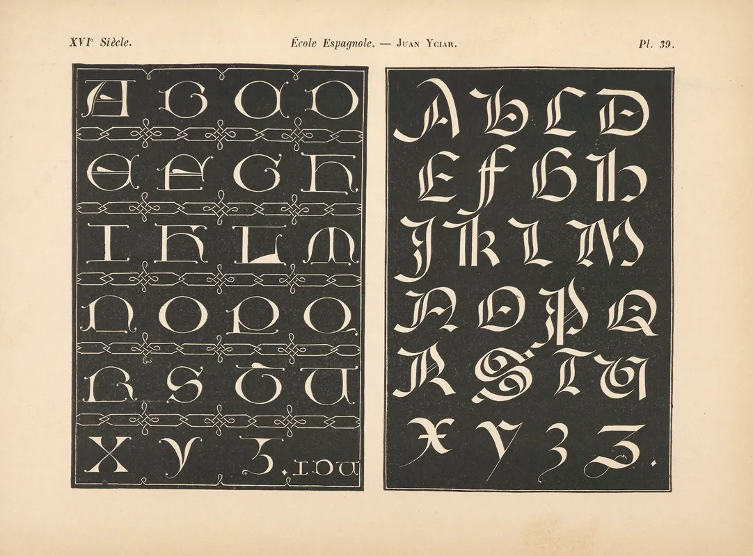 Ecole espagnole Juan yciar Alphabet Initiales cadeaulx Wall Art by Alfred Prunaire - High-Resolution Digital Print