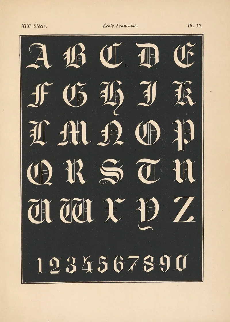 Ecole francaise Alphabets initiales gothiques 2 Wall Art by Alfred Prunaire - High-Resolution Digital Print