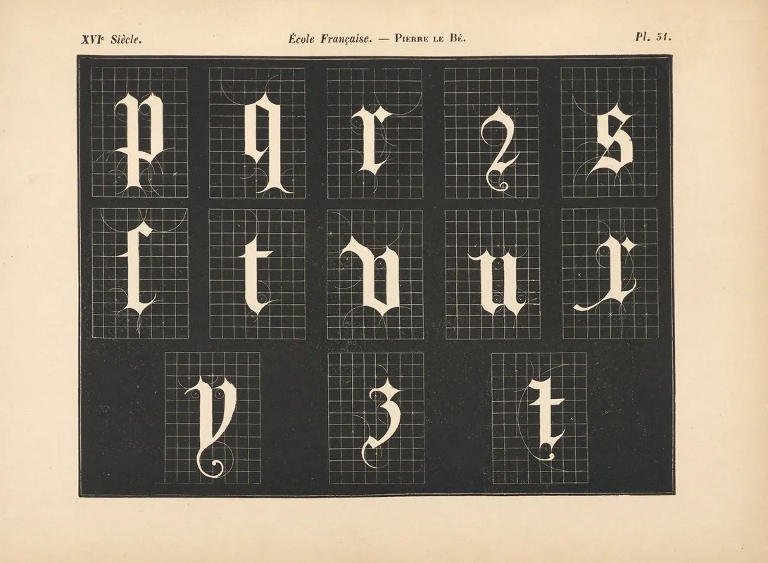 Ecole‎ ‎francaise Pierre‎ ‎le‎ ‎be Alphabet‎ ‎gothique‎ ‎mineur‎ ‎avec‎ ‎const 2 Wall Art by Alfred Prunaire - High-Resolution Digital Print
